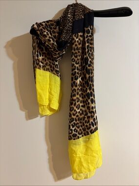 Banana Republic Leopard Print Scarf with Yellow Trim
